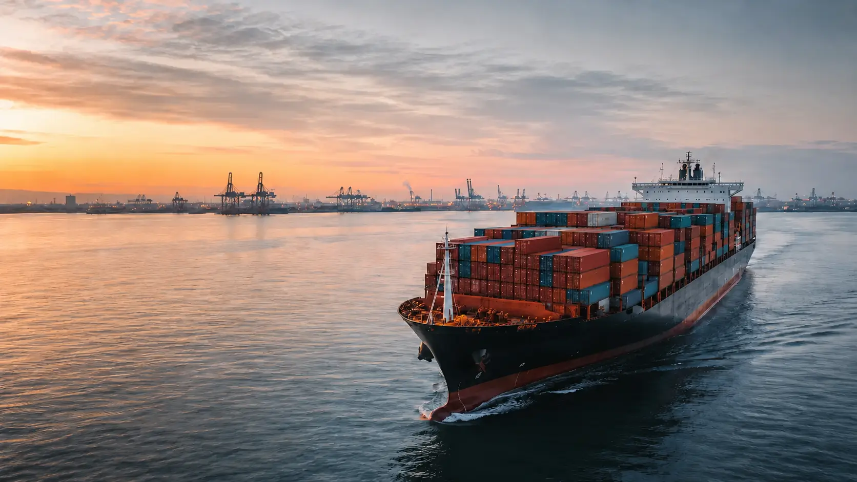Containerschip op weg naar de haven